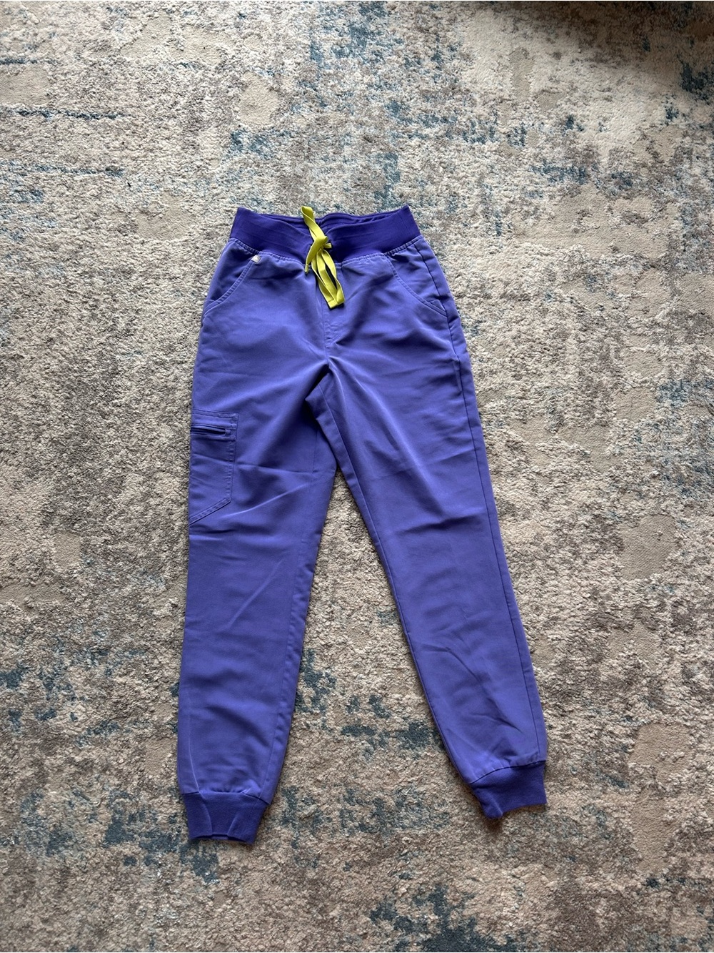 Figs Purple Jogger Pants with Yellow Drawstring